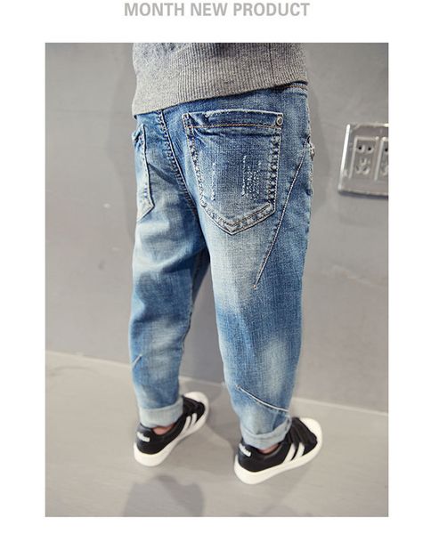 

2019 boy fashion jeans, spring and autumn children jeans. for age: 5-14 years selling, new year children gift boys pants, Blue