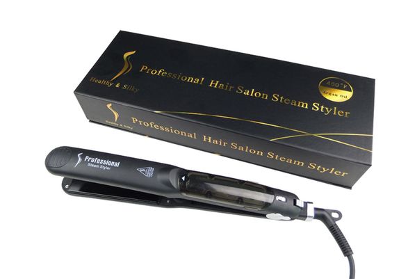 

professional steam hair straightener ceramic vapor hair flat iron seam straightening iron curler steamer styling tool