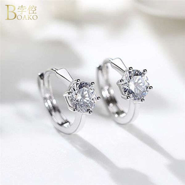 

boako huggies small hoop earrings rhinestones zircon circles loops women's trendy fashion jewelry round earring pendientes mujer, Golden
