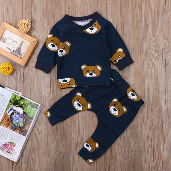 

newborn kids infant baby boy girl clothes set fashion t-shirt pants leggings pajamas outfit clothes, White