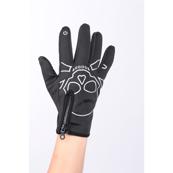 

wheel up windproof winter full finger press screen cycling gloves sponge padded anti slip mtb bicycle gloves sport gloves, Black
