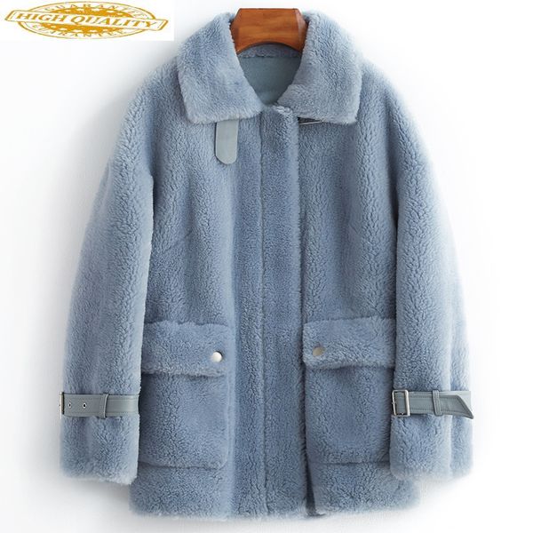 

sheep shearing wool fur coat women winter jacket warm furry korean fur jackets abrigos mujer invierno 2020 kj3056, Black