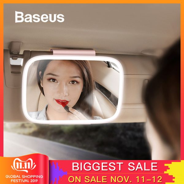 

baseus 8.3 inch car sun visor mirror auto cosmetic makeup mirror sun-shading mirrors with led chargable light