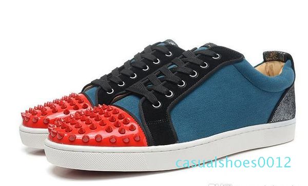 

luxury party wedding shoes mens womens black suede with black spikes toe low sneakers,design causal shoes 36-46 drop shipping c12