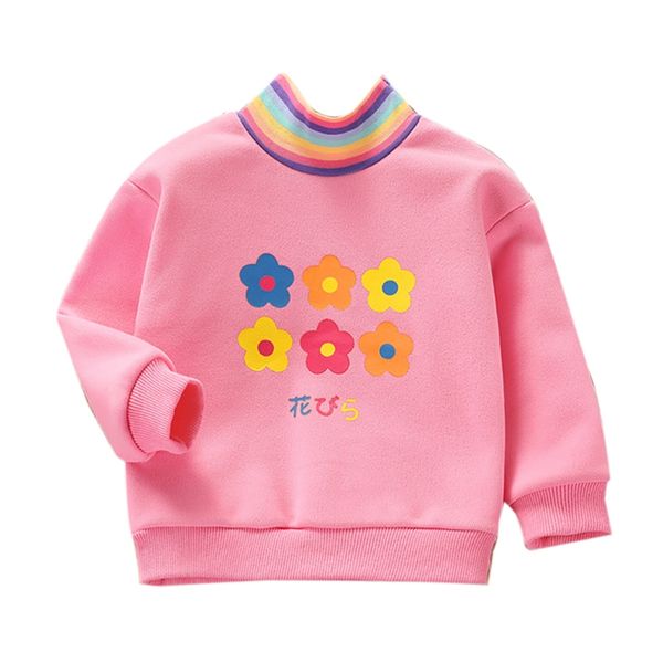 

autumn kids clothes flower print casual long sleeve thicken sweatshirt outerwear coat outfits girl new, Black