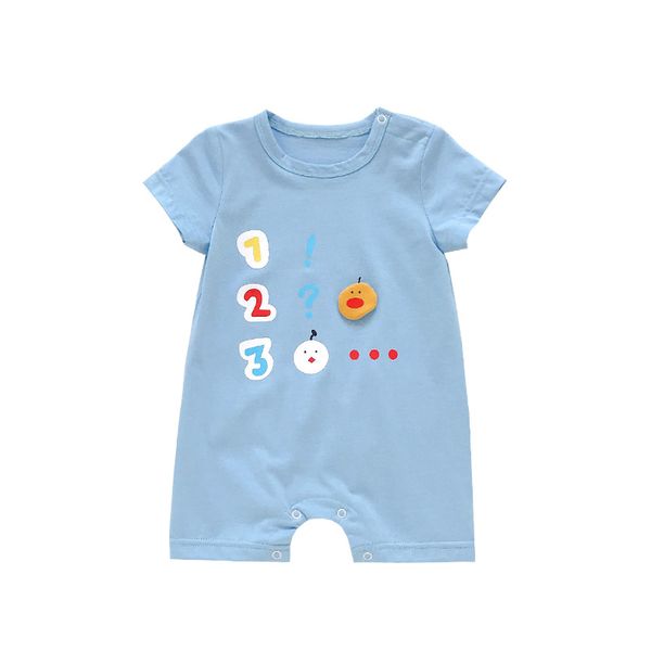 

baby romper digital cartoon print infant wear 2020 summer, Blue
