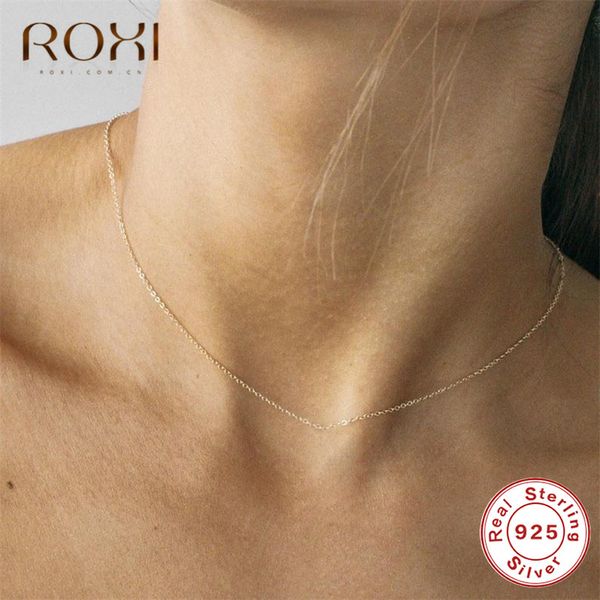 

roxi classic clavicle chain necklace 100% 925 sterling silver necklace fashion jewelry adjustable lobster clasp choker