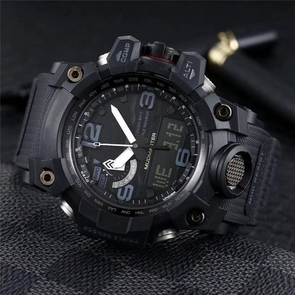 

роскошные мужские цифровые часы с функцией аналого-цифрового компаса термометр ударопрочный мировой отсчет времени будильник календарь наруч, Slivery;brown