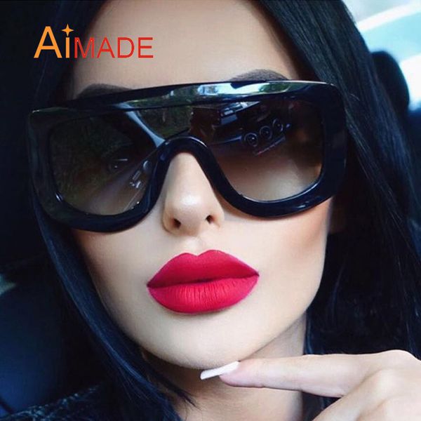 

aimade kim kardashian fashion oversized goggle sunglasses vintage big one piece lens female celebrate sun glasses uv400, White;black