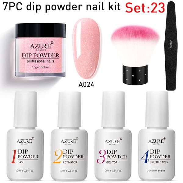 

modelones 7pcs/lot gradient color glitter dipping powder nail art set base gel activator nail set brush tools kits, Silver;gold