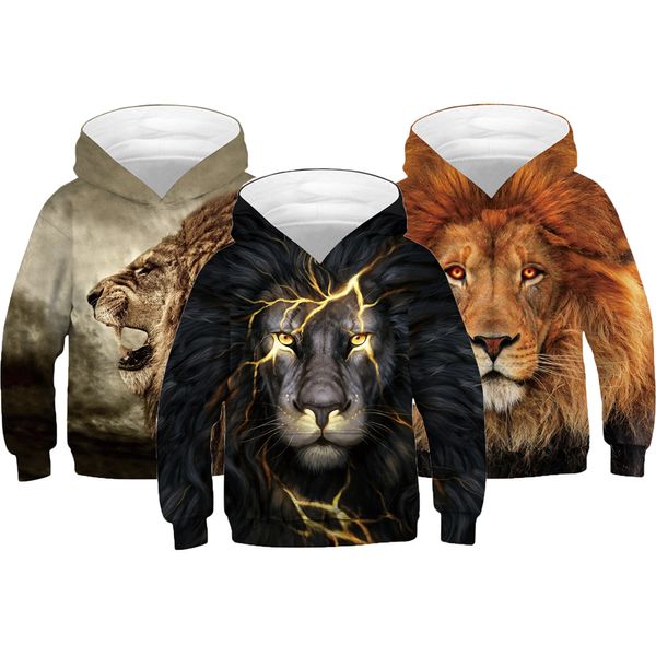 

3d lion boys hoodies teens autumn hooded sweatshirt for boys kids sweatshirt coats children clothes long sleeve pullover, Black