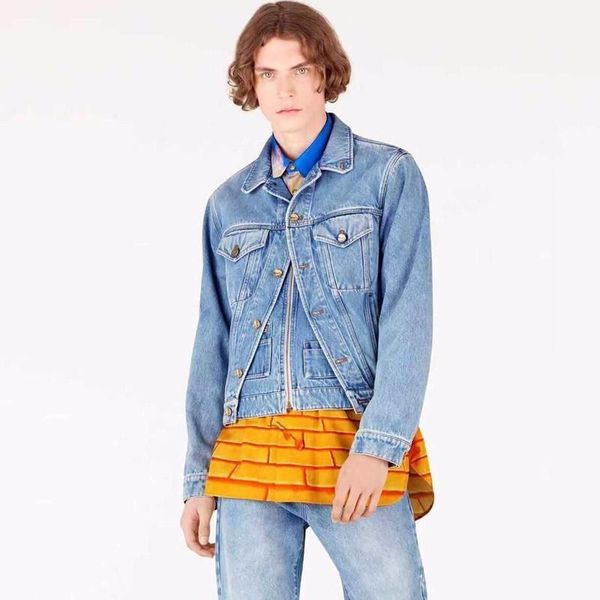 

19ss france fashion denim jacket fake two pieces jeans vintage women men casual outwear street hip-hop high end denim jackets hfymjk208, Black;brown