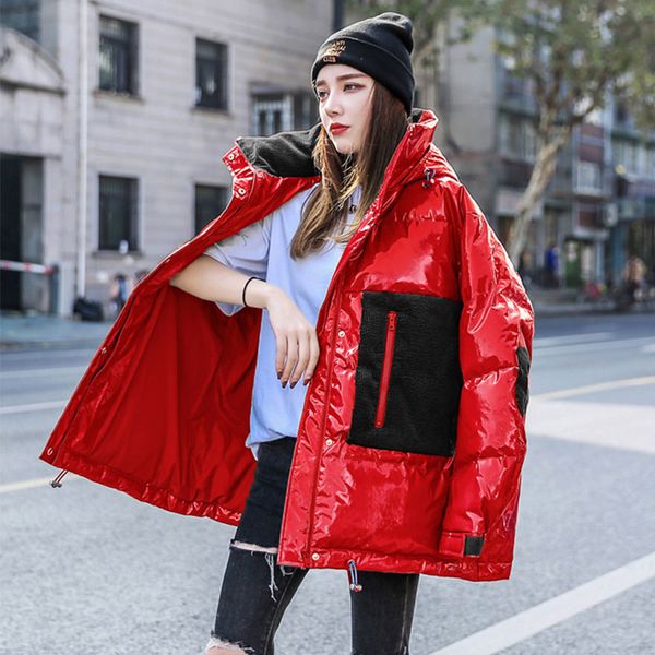 

2019 fashion new thick cotton clothes loose bread hooded winter coat women cotton coat women short hooded jacket qh291, Black