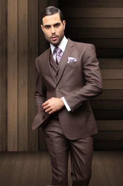 

chocolate wedding tuxedos slim fit suits for men groomsmen suit three pieces prom formal suits (jacket+pants+vest+tie) 073, Black;gray