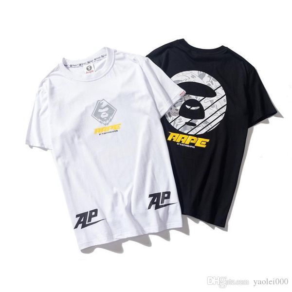 

мужской роскошь майк дизайнер с короткими рукавами нового бума карта широкого случайный цвета письмо печать хип-хоп пара высокого качества п, White;black