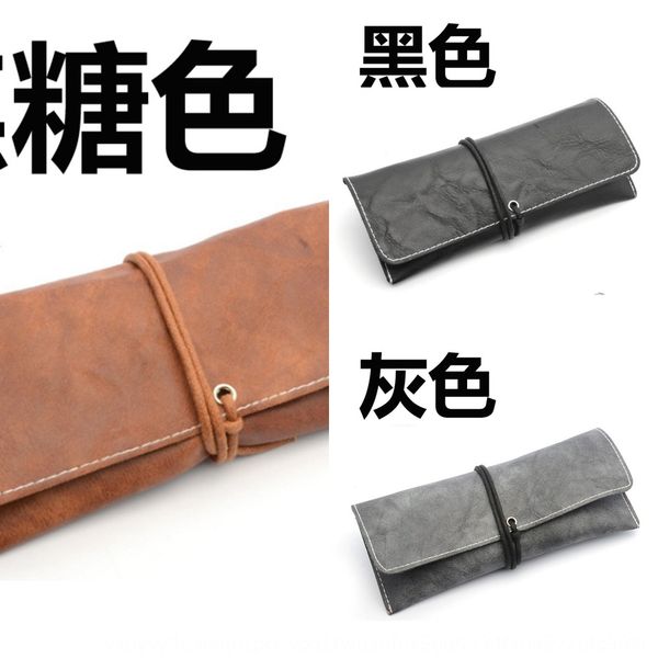 

2019 tied rope wax oil leather imitation leather sun box flexible glasses case glasses case package hardcover box ribbon style