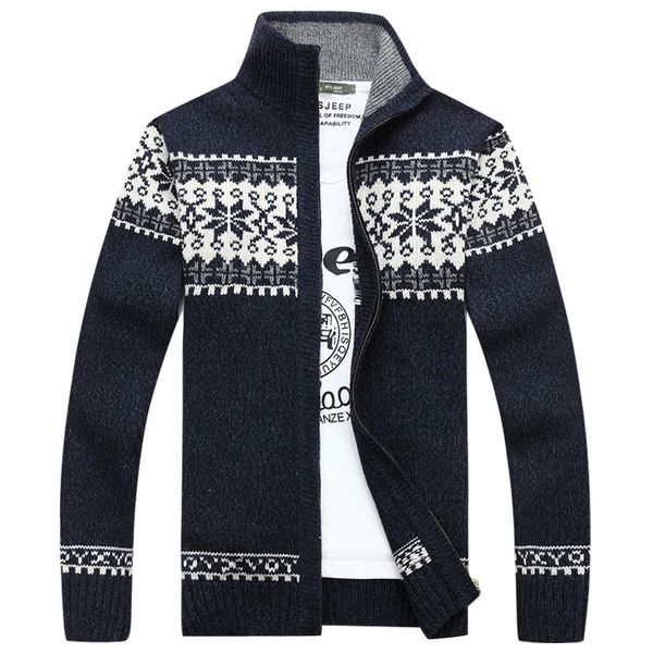 

2020 winter men slim stand collar sweater coat jacquard wool knitted cardigan full zip casual warm male clothing for autumn, White;black