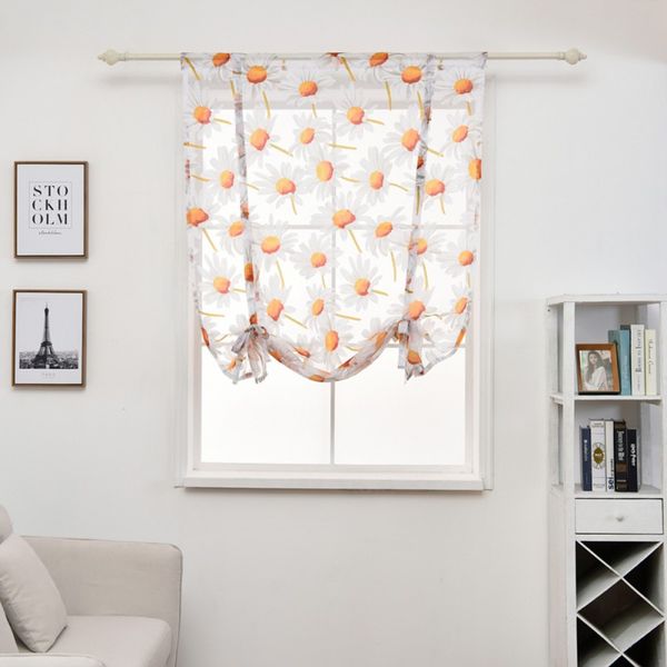 

sun flower transparent rustic style tulle short curtain