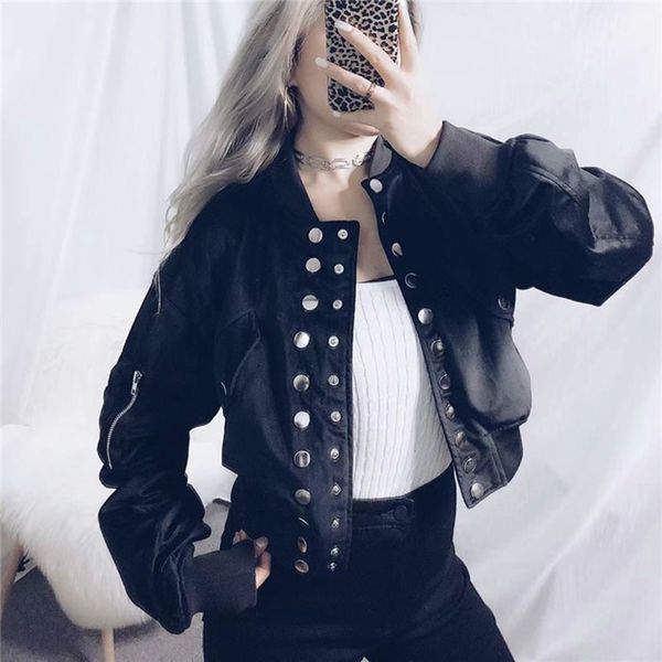 

tide individuality single breasted jacket fashion wild elegant women 2019 autumn new pocket zipper black s150, Black;brown