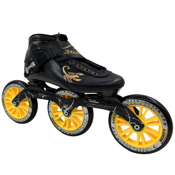 

carbon fiber professional adults speed skate shoes roller skates women/men inline skating shoes big 3 wheels round cake