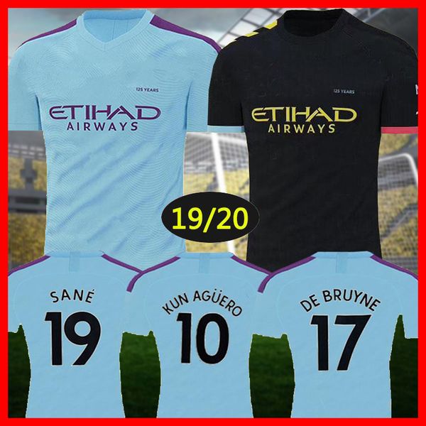 

19 20 manchester soccer jersey city memphis mata 2019 2020 kun aguero sterling de bruyne silva sport football shirt kids kit set, Black;yellow