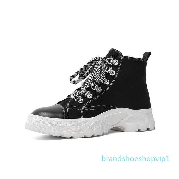 

salu female fashion comfortable sports casual shoes woman winter short platform boots genuine leather women ankle boots, Black