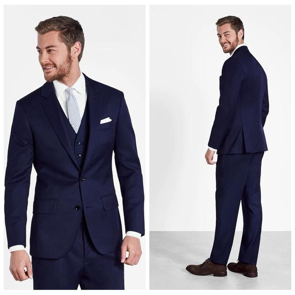 

elegant 2020 dark navy custom mens suits for wedding groom tuxedos slim fitted groomsman suits business party suits(jacket+pants+vest+tie, Black;gray
