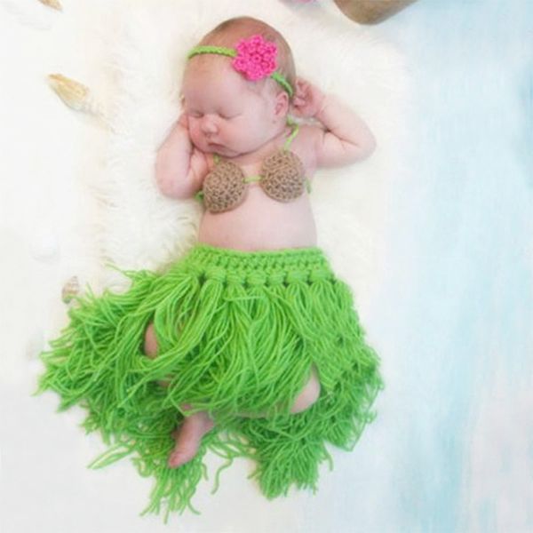 

newborn pgraphy props grass skirts hula skirt headband set baby p accessories beach style infant studio shoot fotografia, Yellow