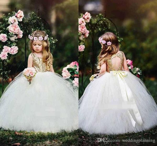 Vestiti delle ragazze di festa di nozze girocollo merletto Appliques Pezzi Piccole ragazze di fiore abiti pulsante Indietro