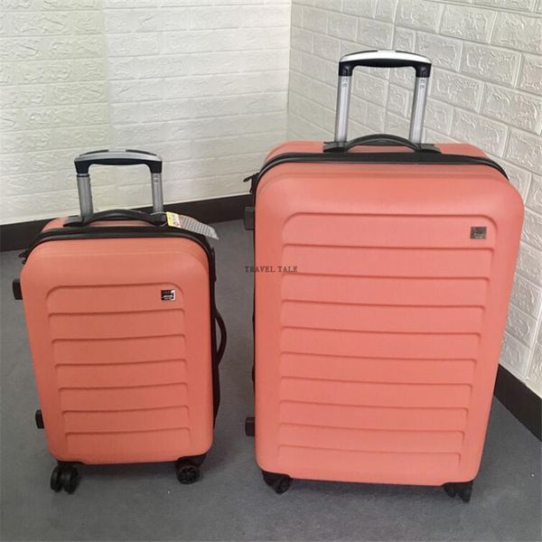 

travel tale 20"25" inch abs tsa expandable spinner trolley suitcase pink rolling luggage with wheels