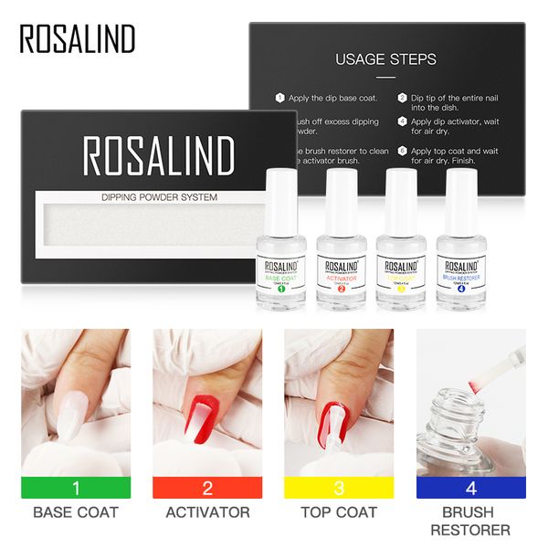 

rosalind dipping nail powder system kit liquid base coat activator clear nail art natural dry without lamp cure