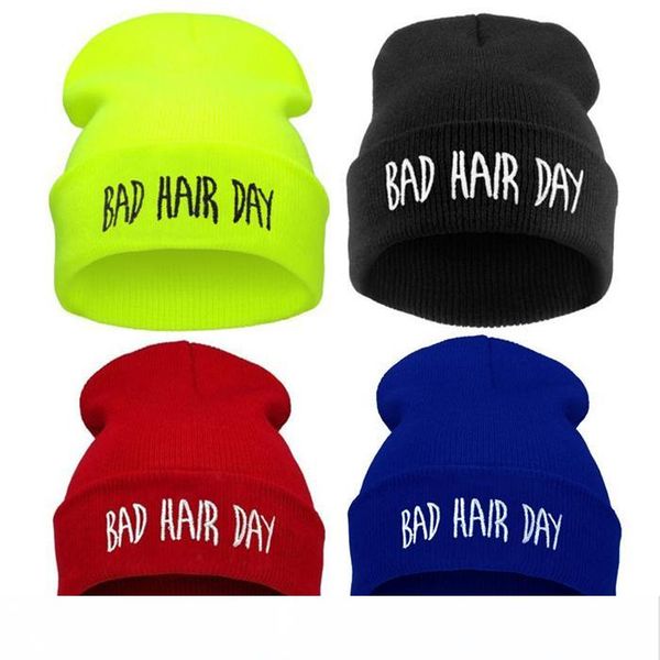 

fashion new colors winter casual female hat bad hair days knitted soft elastic skullies beanie hats for women men ing