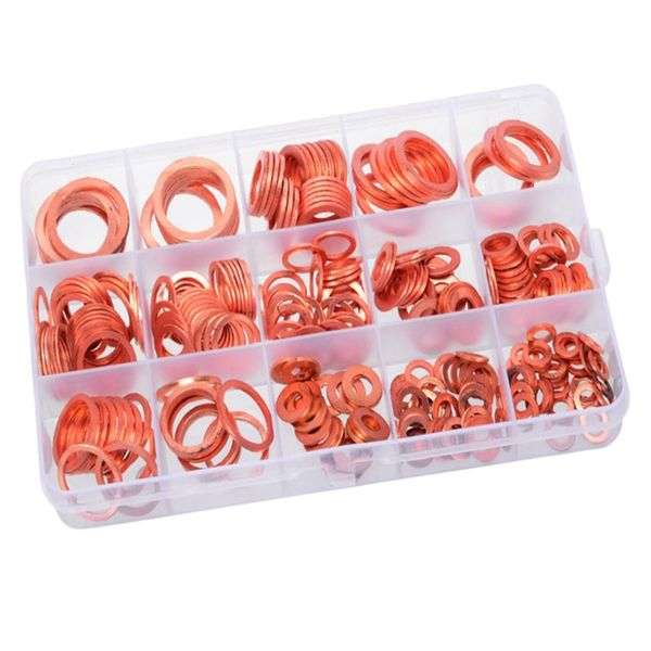

copper washer, 280-pcs flat ring copper washers assortment kit - 12 size