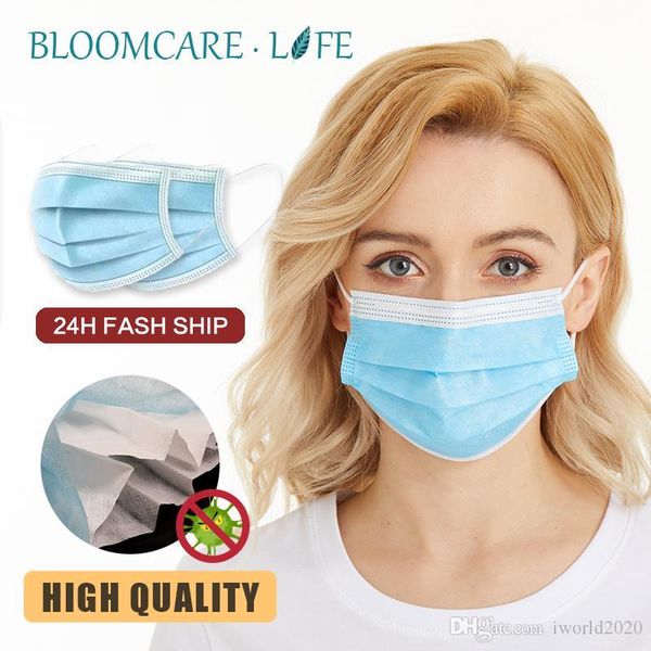 

одноразовые маски нетканые анти-пыли 3 слоя дышащий пылезащитный лицевая защитная крышка петлевыми креплениями рот маски