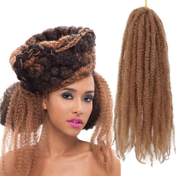 

наращивание волос afro kinky marley braids 18 "синтетическое наращивание волос afro kinky twist плетение крючком оплетка для вязания крючком, Black