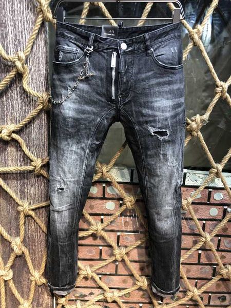 

new men jeans ripped for men skinny d2 jeans pants zipper outwear man pants 1 order, Blue