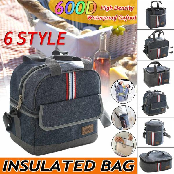 

600d lunch cooler bag insulation folding picnic portable ice pack thermal bag delivery drink carrier insulated