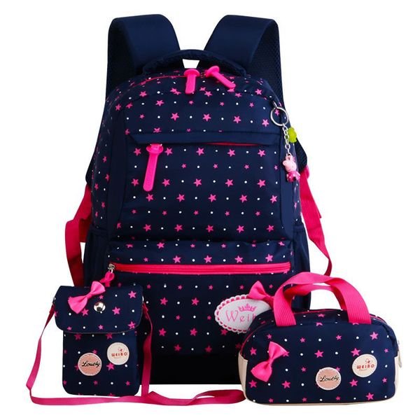 

orthopedic primary backpacks for girls school bags 3 pcs/set schoolbag dot printing schoolbag teenagers bookbag rucksack moch