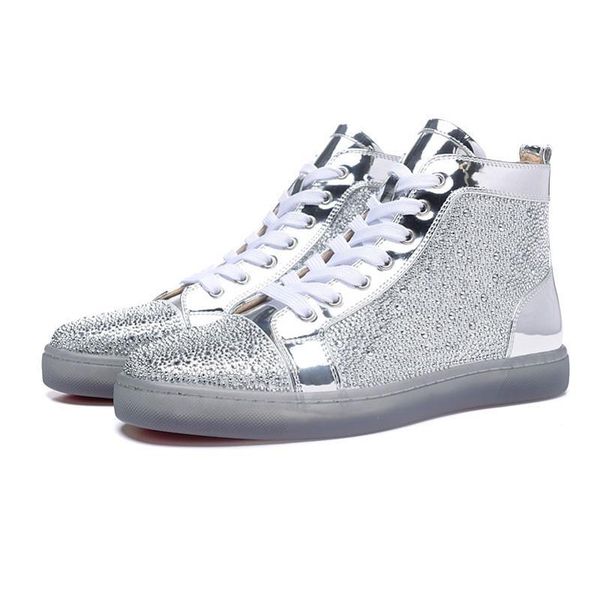 

designer studded spikes high red is bottom flats shoes for men women black white blue party lovers leather lace up casual sneakers