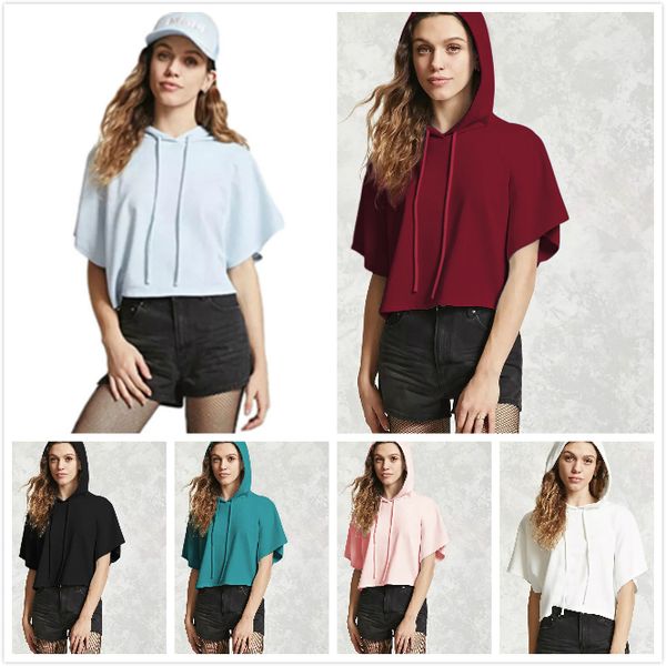 

style new summer girls t-shirt short sleeve cap short sleeve hoodie, White