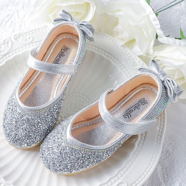 

новые дети детские девушки bling плоские мягкие ботинки rhinestone принцесса сандалии случайные обувь кожа дети танец платье, Black;grey