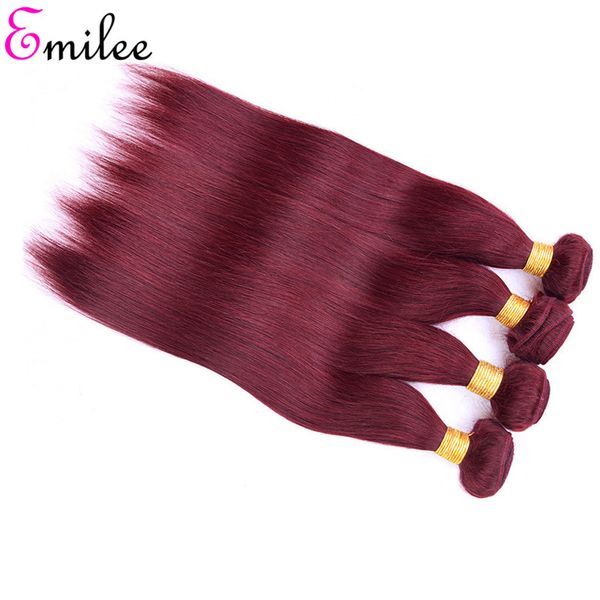 

emilee ombre burgundy straight hair 1/3/4 bundles 99j red remy hair weave #99j ombre hair extensions 18 inch, Black