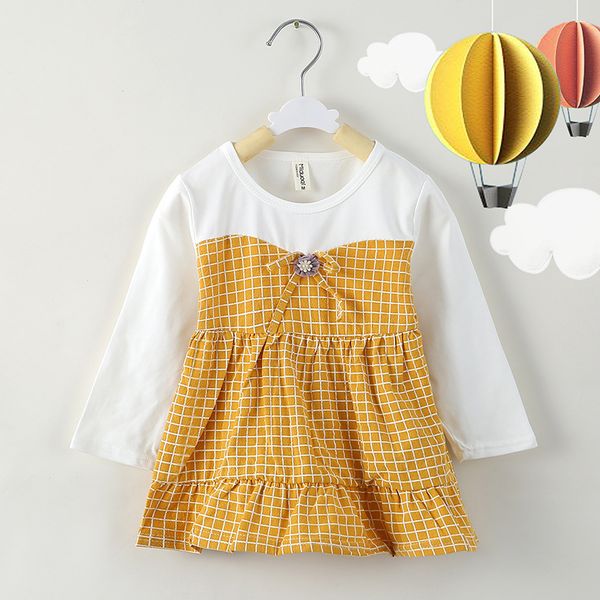 

lovely check design long sleeve for little girls for spring autumn dress, Blue