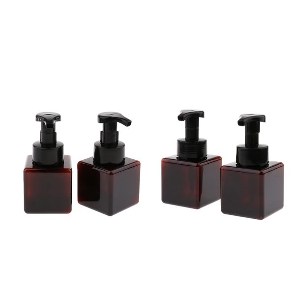 

4 pcs/pack 250ml square foam lotion pump bottle dispenser vials jar - brown