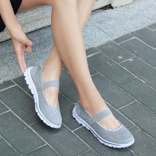 

2019 fashion shoes women falt casual sneakers fitness shoes non slip breathable slip-on design eva mesh soft flat, Black