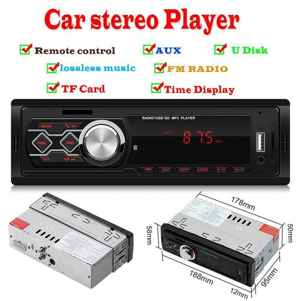 

1 set car mp3 1788e 12v universal car stereo mp3 music player fm radio aux tf card u disk aux function read the card u disk #p5