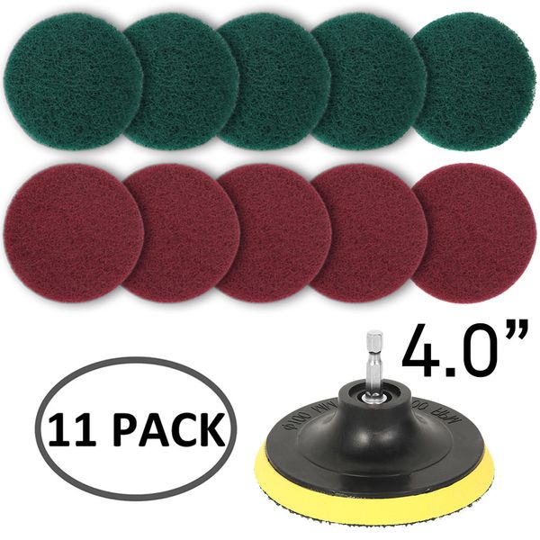 

11pcs power scrubber brush set polishing pad for drill powered brush tile scrubber scouring pads cleaning cordless cleaning tool