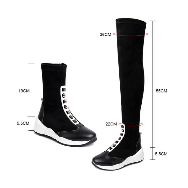 Fanyuan Fashion Rivet Zipper Riding Boots Mixed Colors Elastic