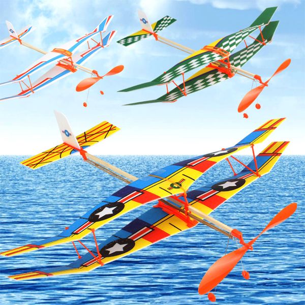 

rubber band power wings gliding aircraft diy assembled helicopter model children puzzle aircraft stitching toys