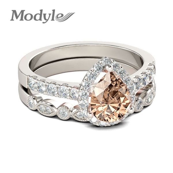 

modyle 2018 new fashion silver color zircon jewelry fashion drop shaped crystal wedding ring for woman, Slivery;golden